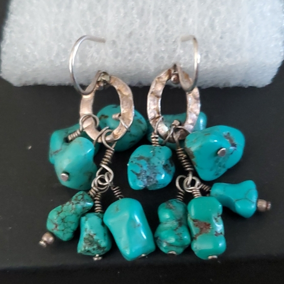 Jewelry - STERLING SILVER TURQUOISE CHANDELIER EARRINGS